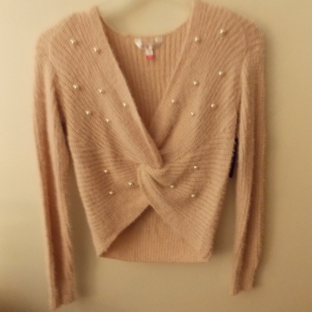 Pink Sweater with Pearl Detail
